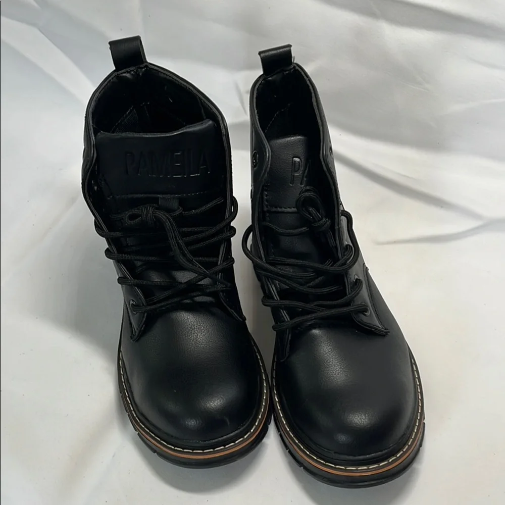 Black Lace Up Boots for Women - Picture 1 of 5